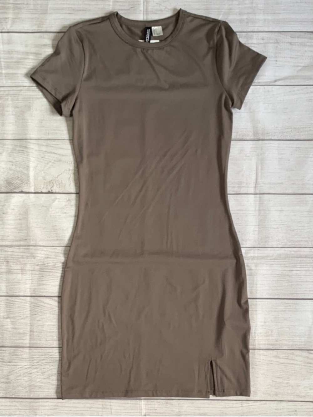 Express Taupe Short Sleeve Bodycon Mini Dress